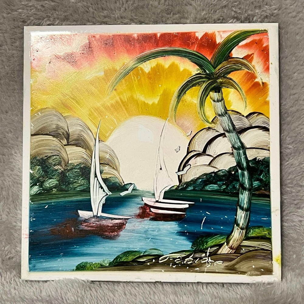 Ceramic Tile Sunset‎ Palm Tree Decorative Wall Art 6x6 Backsplash Gift Art Decor